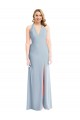 Online Plunge Neck Halter Backless Trumpet Prom Dress with Front Slit UK