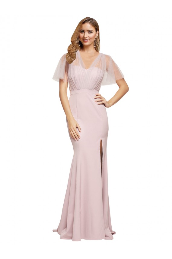 Online Crepe Long Sweetheart Neckline Prom Dress with Tulle Overlay Shoulders UK