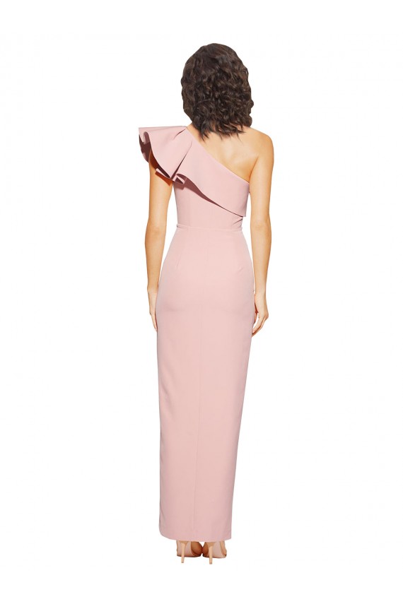 Online Full Length One Shoulder Crepe Prom Dress with Side Leg Split UK