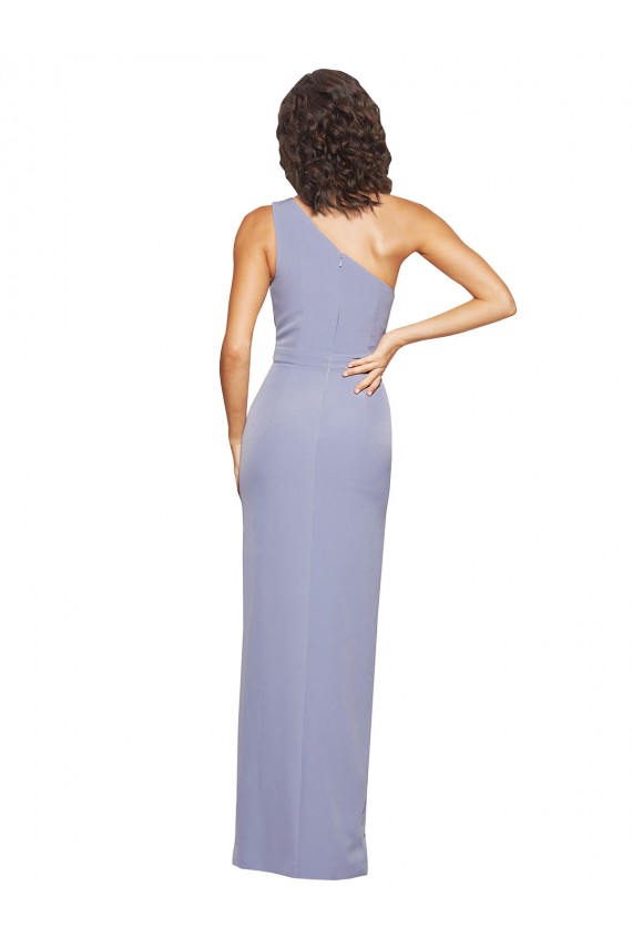 Online Floor Length One Shoulder Crepe Prom Dress with Pencil Skirt and Side Split UK