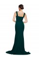 Online Fitted Square Neck Long Crepe Prom Dress with Train and Side Split UK