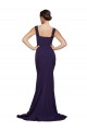 Online Square Neck Long Sweep Train Crepe Prom Dress with Thick Straps UK