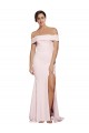 Online Off Shoulder Long Crepe Prom Dress with Straight Neckline and Side Split UK