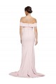 Online Off Shoulder Long Crepe Prom Dress with Straight Neckline and Side Split UK