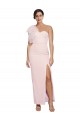 Online One Shoulder Tulle Overlay Sweetheart Neckline Long Crepe Prom Dress with Thigh Split UK
