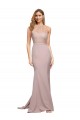 Online Long Sweetheart Crepe Prom Dress with High Neck Illusion Tulle Details UK