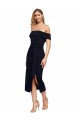 Online Fitted Short Midi Length Off the Shoulder Crepe Cocktail Prom Dress / Homecoming Dress with Side Split and Waist Tie UK