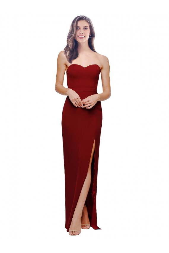 Online Straight Pencil Skirt Long Sweetheart Crepe Prom Dress with High Side Split UK