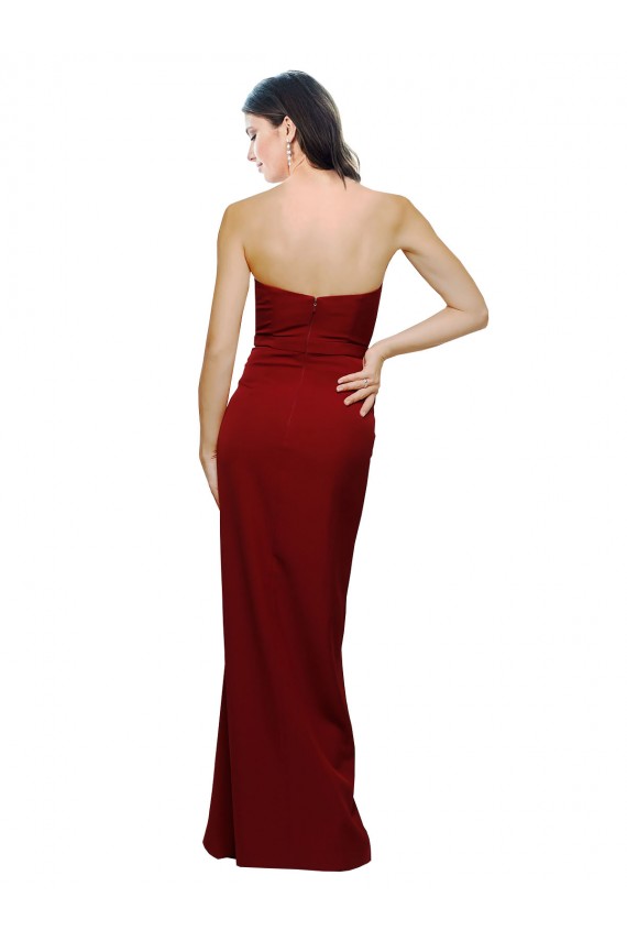 Online Straight Pencil Skirt Long Sweetheart Crepe Prom Dress with High Side Split UK
