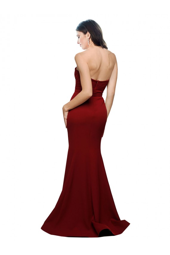 Online Long Full Length Sweetheart Slim Crepe Prom Dress with Strapless Bodice UK