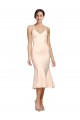 Online Midi Length V-Neckline Crepe Cocktail Prom Dress / Homecoming Dress with Thin Straps and Fulted Skirt UK