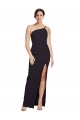 Online Long Floor Length Crepe Prom Dress with Side Split and One Strap UK