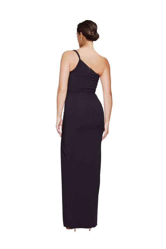 Online Long Floor Length Crepe Prom Dress with Side Split and One Strap UK