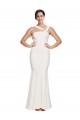 Online Full Length Square Neck Crepe Prom Dress with Asymmetrical Straps and Bow Back UK