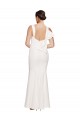 Online Full Length Square Neck Crepe Prom Dress with Asymmetrical Straps and Bow Back UK