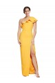 Online One Shoulder Floor Length Crepe Prom Dress with Thigh High Split UK