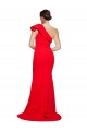 Online One Shoulder Long Sweep Train Crepe Prom Dress with Thigh High Split UK