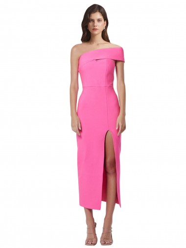 Online One Shoulder Neckline Short Midi Length Crepe Cocktail Prom Dress / Homecoming Dress UK