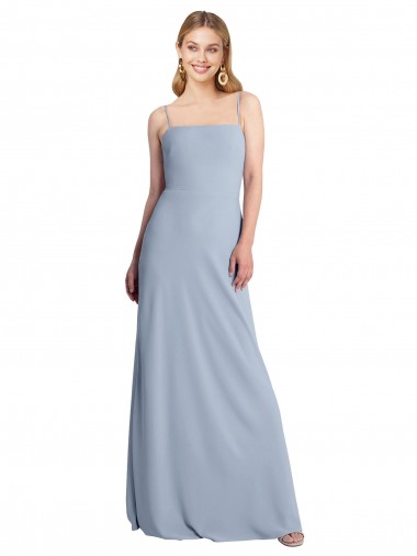 Online Straight Neckline Crepe Slip Prom Dress with Strappy Back UK