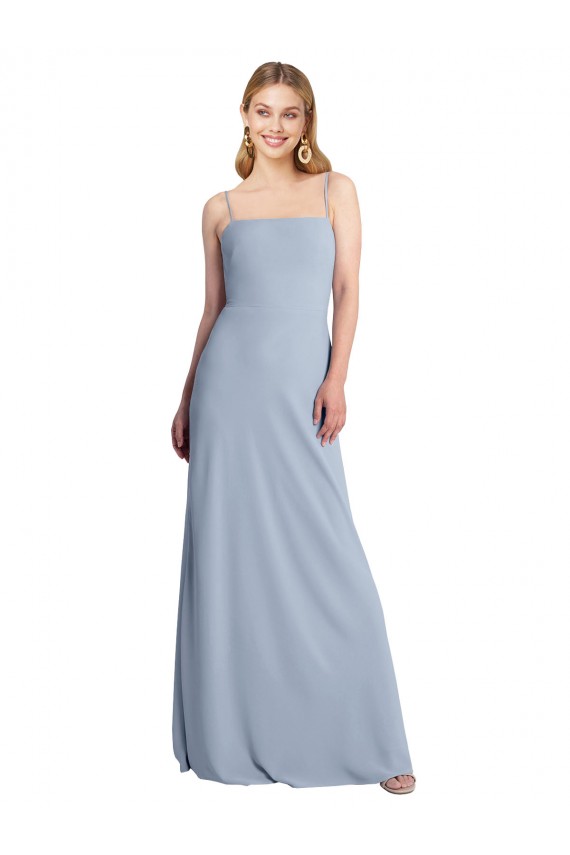 Online Straight Neckline Crepe Slip Prom Dress with Strappy Back UK
