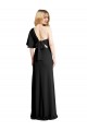 Online Pleated One Shoulder Flutter Sleeves Slim Crepe Prom Dress UK
