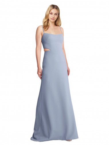 Online Feminine Scoop Neckline Long Crepe Slip Prom Dress  UK