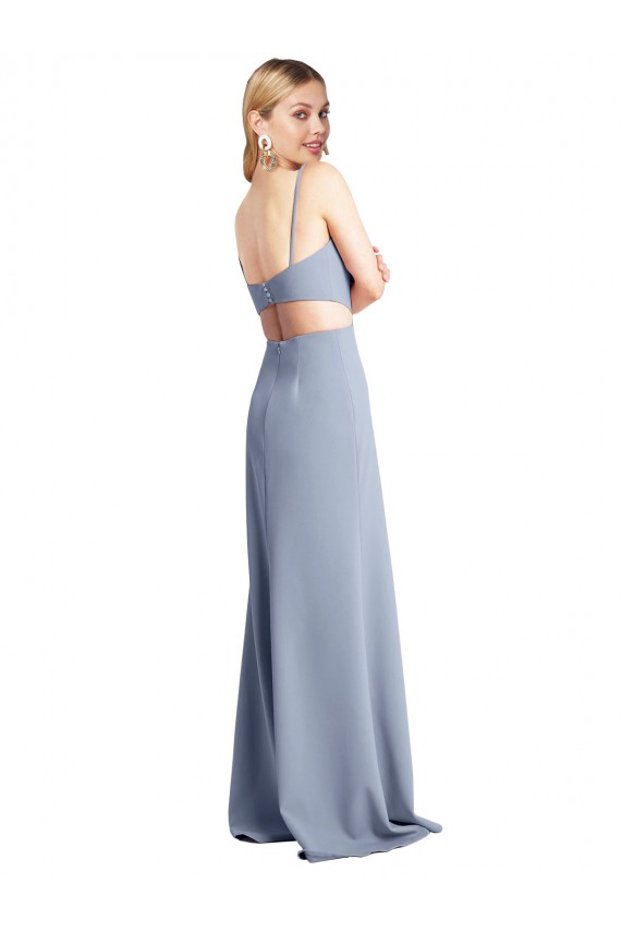 Online Feminine Scoop Neckline Long Crepe Slip Prom Dress  UK