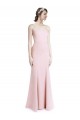Online Square Neck Criss Cross Open Back Slim Crepe Prom Dress with Spaghetti Straps UK