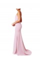 Online Square Neck Criss Cross Open Back Slim Crepe Prom Dress with Spaghetti Straps UK