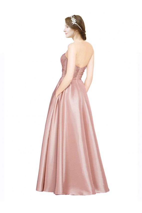 Online Long Plated Strapless Sweetheat Stretch Satin Prom Dress UK