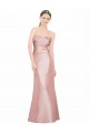 Online Long Strapless Stretch Satin Prom Dress with Pleats and Low Back UK