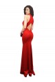Online Halter Neck keyhole Front Back Long Stretch Satin Prom Dress UK