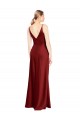 Online Full Length Long Stretch Satin Slip Prom Dress V-Back UK