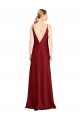 Online Floor Length Deep V-Back Stretch Satin Prom Dress with Front Slit UK