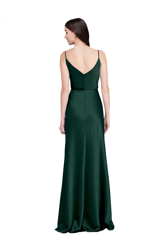 Online Fitted Cowl Neck Long Stretch Satin Slip Prom Dress with V-Back UK