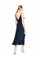 Online V-Neck Midi Length Short Stretch Satin Cocktail Prom Dress / Homecoming Dress V-Back UK