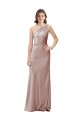 Online One Shoulder Black-Tie Floor Length Long Stretch Satin Prom Dress UK