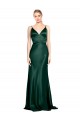 Online High V-Neck Long Full Length Sheath Stretch Satin Prom Dress UK