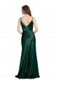 Online High V-Neck Long Full Length Sheath Stretch Satin Prom Dress UK
