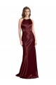 Online High Neck Halter Long Sleeveless Stretch Satin Prom Dress with Strappy Back UK