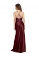 Online High Neck Halter Long Sleeveless Stretch Satin Prom Dress with Strappy Back UK