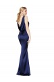 Online Sheath High Neck Stretch Satin Prom Dress Low Back UK