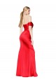 Online High Neck Off the Shoulder Stretch Satin Prom Dress with High Slit UK