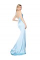 Online Double Straps V-Neck Sleeveless Stretch Satin Prom Dress with High Slit UK