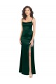 Online Long Slim Scoop Neck Stretch Satin Prom Dress with Open Back UK