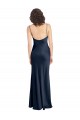 Online Cowl Neck Long Empire Waist Stretch Satin Prom Dress with Open Back UK