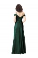 Online Off the Shoulder Sleeves Long Stretch Satin Prom Dress with Pleated Draped Neckline UK