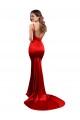 Online Long Pleated Stretch Satin Prom Dress with High Slit UK