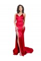 Online Mermaid Open Back Long Stretch Satin Prom Dress with High Slit UK