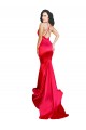 Online Mermaid Open Back Long Stretch Satin Prom Dress with High Slit UK